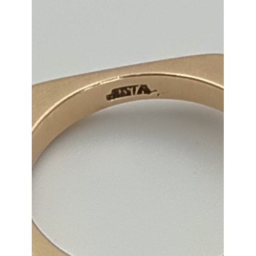 504 - A hallmarked 1977 Georg Jensen 14ct gold Scandinavian style ring set with an amethyst. Size N. 6.2 g... 