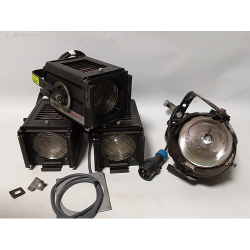 A group of 4 professional stage lighting units, including 3 Spotlight (Milano, Italy) Combi 05 F, together with a further theatre spotlight, Untested.