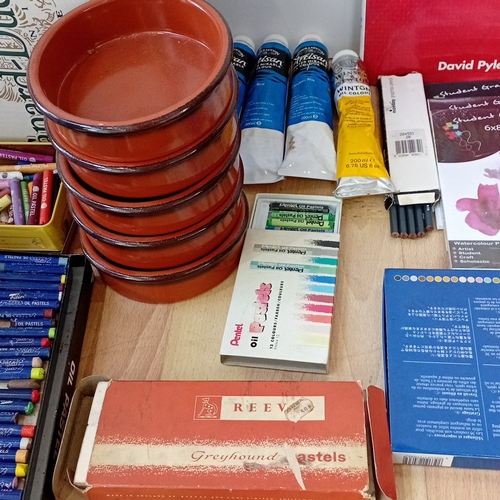 A quantity of artists’ materials and reference books, including boxed ...