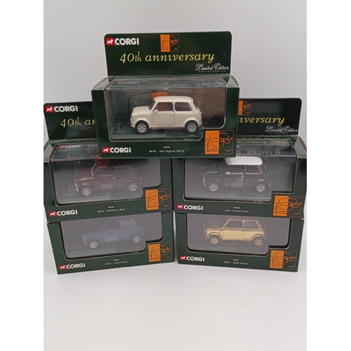 Five Corgi 40th Anniversary limited-edition die-cast Mini models: Gold ...