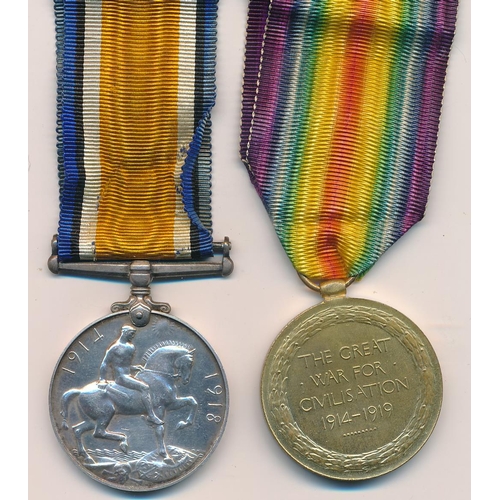 8 - First World War BWM & Victory medal to 4891 Pte (Private) Charles W Higgins, with copied MIC. London... 