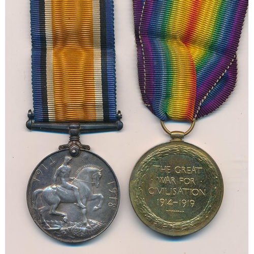 9 - First World War BWM & Victory medal to 4390 Pte (Private) Albert J Papps, with copied MIC. Essex Reg... 