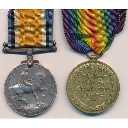 14 - First World War BWM & Victory medal to 6863 Pte (Private) James Ramsay, with copied MIC. London Regi... 