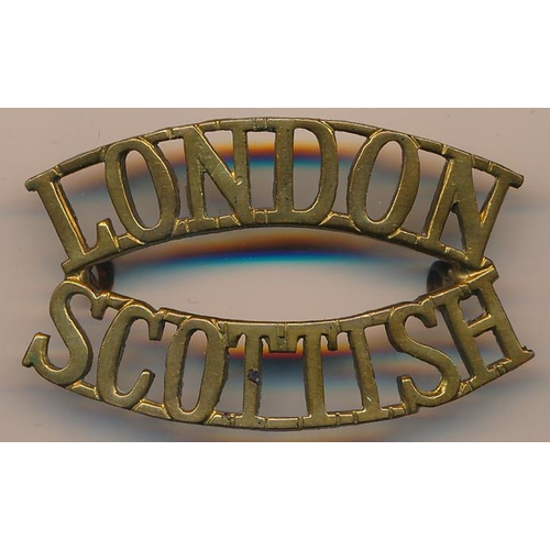 46 - Pair of London Scottish brass shoulder titles.