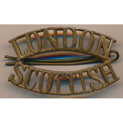 46 - Pair of London Scottish brass shoulder titles.