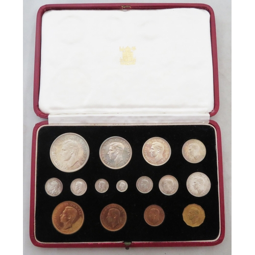 157 - 1937 George VI Specimen coin set of 15 coins from crown to farthing including Maundy coins with some... 