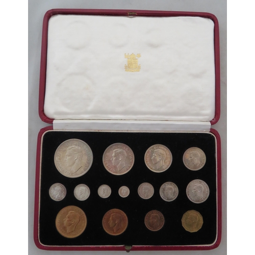 157 - 1937 George VI Specimen coin set of 15 coins from crown to farthing including Maundy coins with some... 