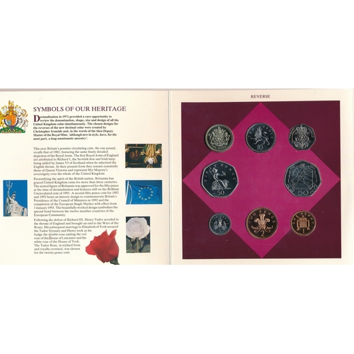 220 - 1993 UK uncirculated set of eight coins, with Dual Date EEC Presidency 50p, in slip case with insert... 