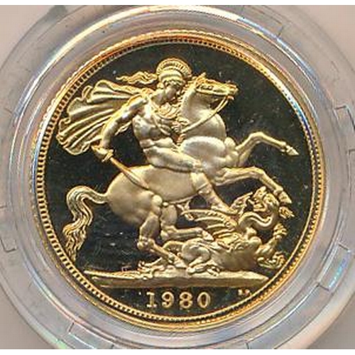 194 - 1980 gold proof sovereign, in box of issue with certificate, issued by The Royal Mint.