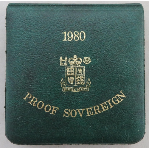 194 - 1980 gold proof sovereign, in box of issue with certificate, issued by The Royal Mint.