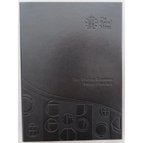 236 - 2012 UK proof set of ten coins by The Royal Mint, black book edition with box, aFDC with some light ... 