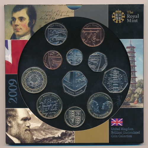 229 - 2009 UK uncirculated coin set by The Royal Mint, including Kew Gardens 50p, complete with slip case ... 