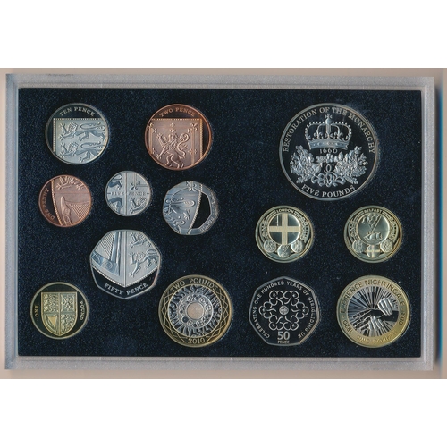 231 - 2010 UK proof coin set of thirteen coins by The Royal Mint, some very slight toning to some coins, i... 