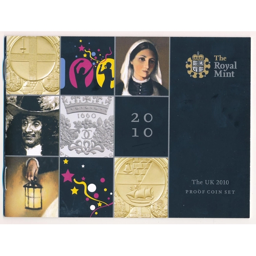 231 - 2010 UK proof coin set of thirteen coins by The Royal Mint, some very slight toning to some coins, i... 