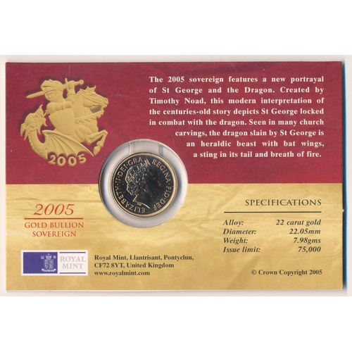 204 - 2005 sovereign uncirculated on Royal Mint card.