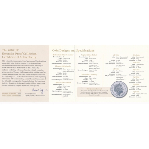 230 - 2010 UK Executive Proof FDC set of thirteen, issued by The Royal Mint, in wooden case with booklet.