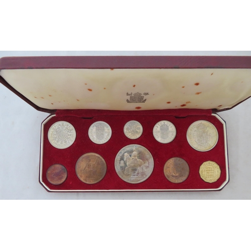 159 - 1953 UK proof cased set of ten coins (crown to farthing), in case of issue with 