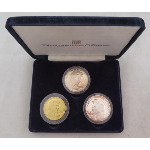 329 - Marshall Islands - 1993 Elvis Presley commemorative three coin set with $50 one ounce silver proof F... 