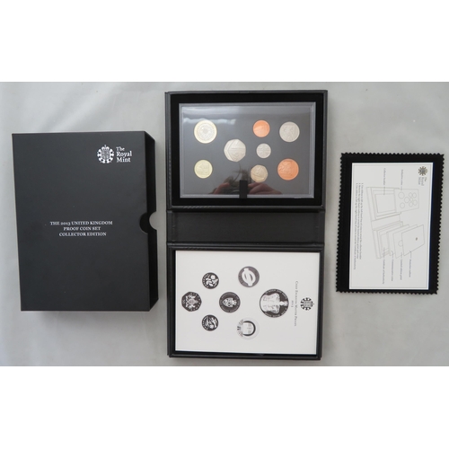 240 - 2013 UK Proof Coin Set Collector Edition (black book) FDC, issued by The Royal Mint, with certificat... 