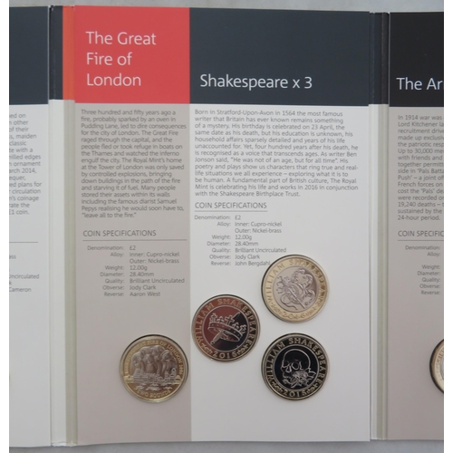 248 - 2016 UK Annual Coin Set of sixteen coins, brilliant uncirculated, issued by The Royal Mint, with boo... 