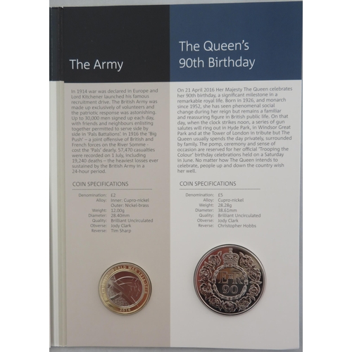 248 - 2016 UK Annual Coin Set of sixteen coins, brilliant uncirculated, issued by The Royal Mint, with boo... 