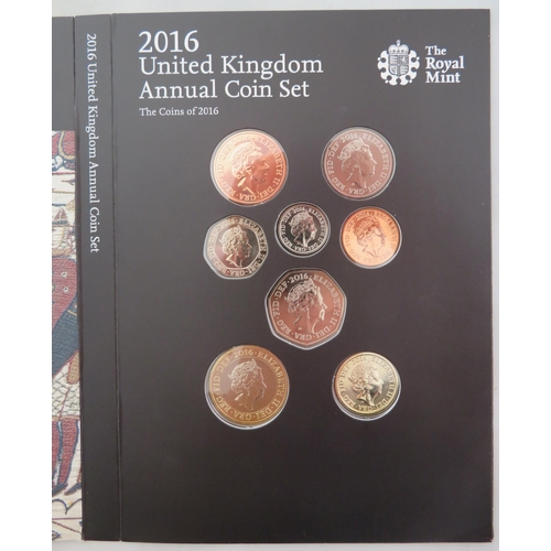 248 - 2016 UK Annual Coin Set of sixteen coins, brilliant uncirculated, issued by The Royal Mint, with boo... 