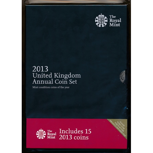 239 - 2013 UK Annual Coin Set of thirteen coins, brilliant uncirculated, issued by The Royal Mint, with bo... 