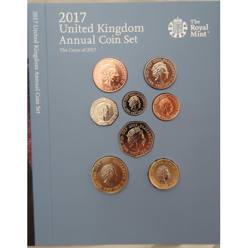 254 - 2017 UK Annual Coin Set of thirteen coins, brilliant uncirculated, issued by The Royal Mint, with bo... 