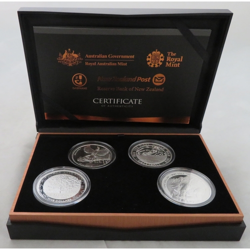 348 - World Coins - 2015 Centenary of the Gallipoli Landing four coin silver proof FDC set, with Australia... 