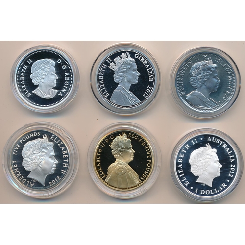 346 - World Coins - 2012 The British Isles & Commonwealth Diamond Jubilee Silver Proof Coin Collection of ... 