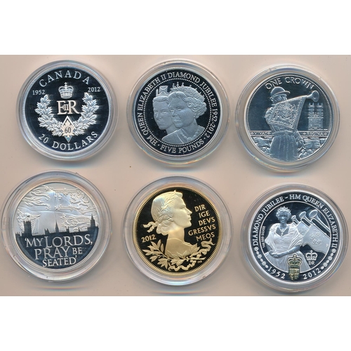 346 - World Coins - 2012 The British Isles & Commonwealth Diamond Jubilee Silver Proof Coin Collection of ... 