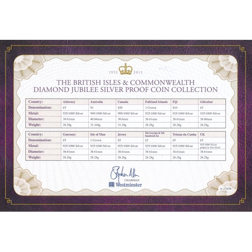 346 - World Coins - 2012 The British Isles & Commonwealth Diamond Jubilee Silver Proof Coin Collection of ... 