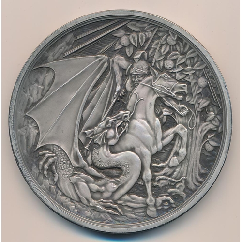 103 - 2010 St. George and the Dragon Masterpiece .999 fine silver medal UNC (antique finish) by Gordon Sum... 