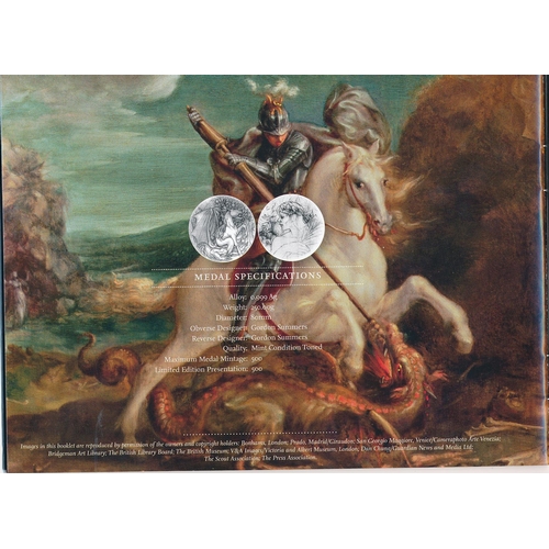 103 - 2010 St. George and the Dragon Masterpiece .999 fine silver medal UNC (antique finish) by Gordon Sum... 