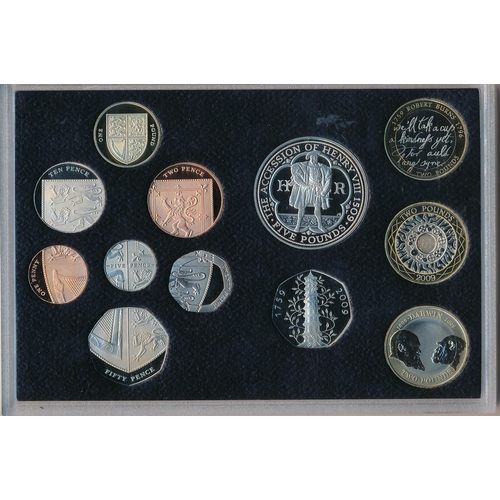 228 - 2009 UK Proof coin set of twelve coins FDC, including Kew Gardens 50p, issued by The Royal Mint, in ... 