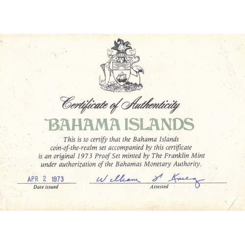 303 - Bahamas - 1973 proof set of nine coins FDC, sterling silver $5 and $2, .800 silver $1 and 50c, 25c-1... 