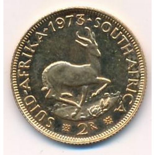 333 - South Africa - 1973 2 rand gold about uncirculated.