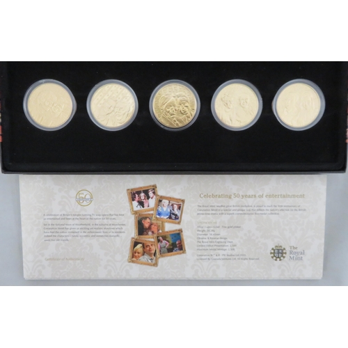 102 - 2010 Coronation Street 50th Anniversary Medal Collection, set of five gold plated CuNi commemorative... 