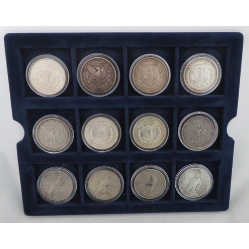 339 - USA - range of silver dollars (12), in mixed condition with 1882O, 1883 (significant mount marks to ... 