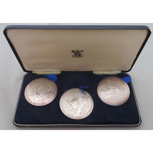 92 - 1975 Royal Greenwich Observatory 300th Anniversary silver medal set of three by The Royal Mint, each... 