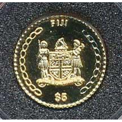 309 - Fiji - 2002 $5 .999 gold proof FDC, in Royal Mint red box of issue with outer red card box, weight 1... 