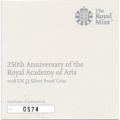 273 - Collection of £5 silver proofs FDC, all in boxes with pictorial outer card boxes and certificates, w... 