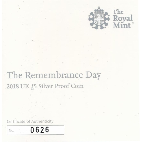 273 - Collection of £5 silver proofs FDC, all in boxes with pictorial outer card boxes and certificates, w... 