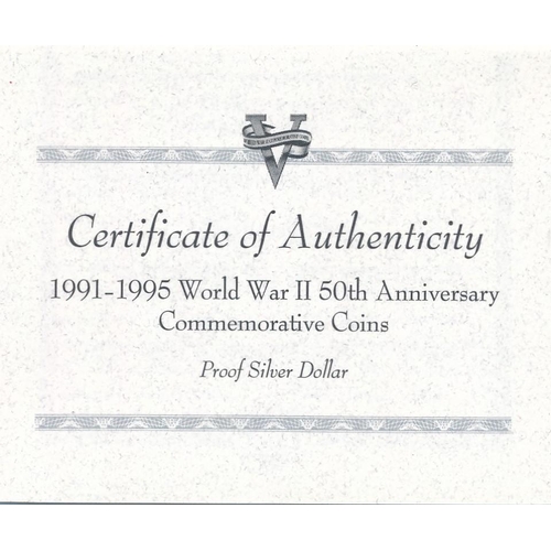 350 - World Coins - 1994 Allied Invasion of Europe 50th Anniversary three-Coin silver proof set FDC, with ... 