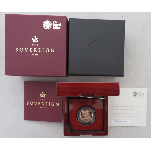 210 - 2018 sovereign proof FDC, issued by The Royal Mint, in wooden presenation box, with outer black box ... 