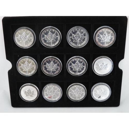 305 - Canada - $5 Maple Leaf silver uncirculated range (12), some with minor toning), with 1989, 1991, 199... 