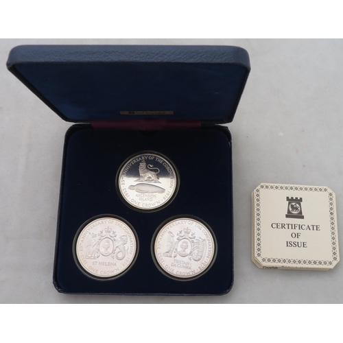 351 - World Coins - 1978 Coronation 25th Anniversary South Atlantic Group set of three silver proof crowns... 