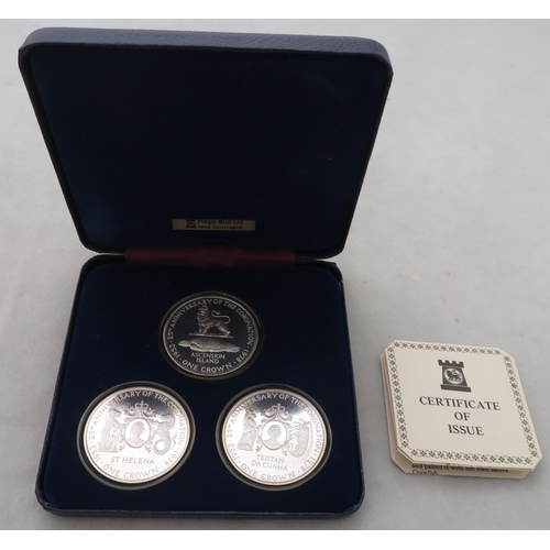 351 - World Coins - 1978 Coronation 25th Anniversary South Atlantic Group set of three silver proof crowns... 