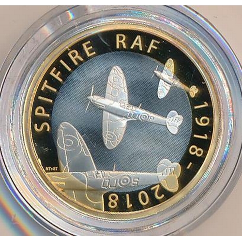 256 - 2018 RAF Centenary £2 silver proof FDC set of five, with Spitfire, Vulcan, F-35 Lightning II, Sea Ki... 