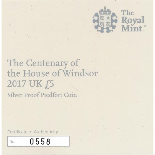 282 - Range of piedfort silver proofs FDC with £5 2017 House of Windosr Centenary, 2018 Queen's Coronation... 